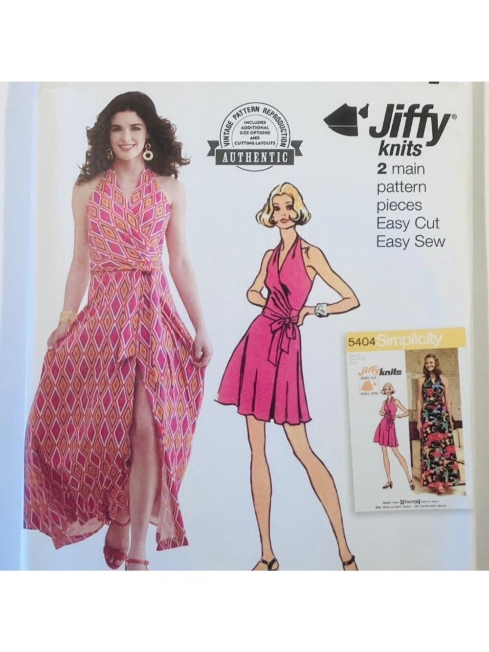 Simplicity S9793 Vintage 1970s Wrap Halter Dress Reprint Sewing Pattern FF